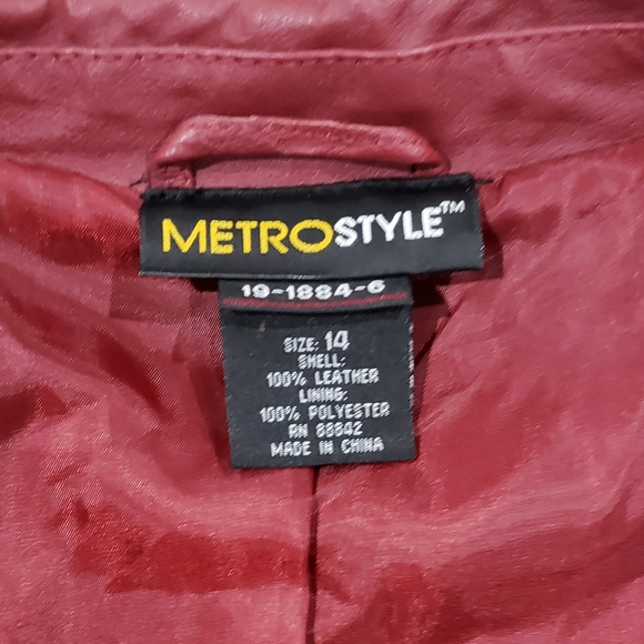 Leather Jacket  Red Leather Metro Style - Picture 3 of 3